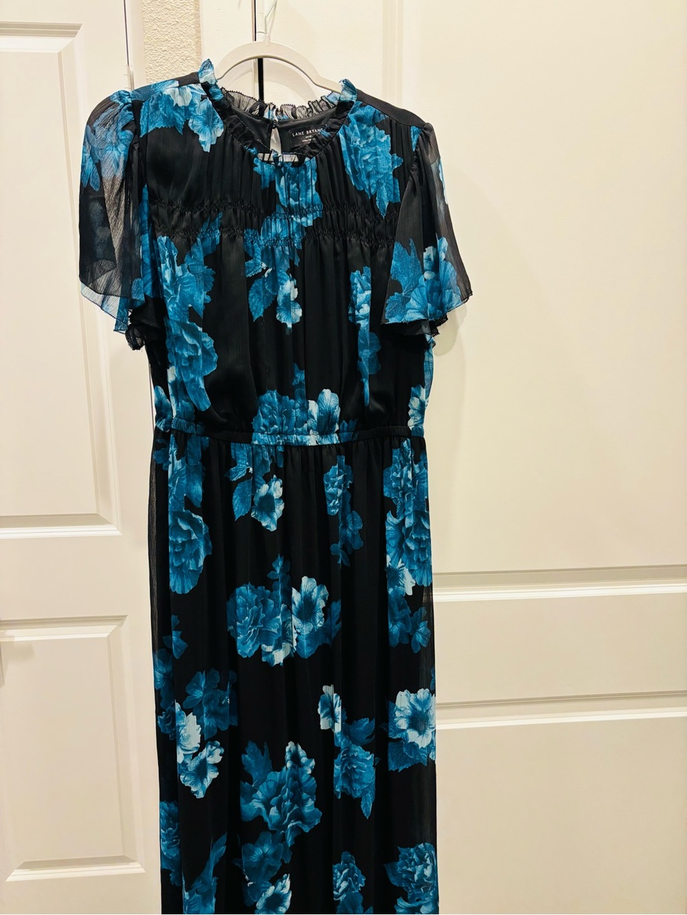 Lane Bryant Black Dress with Teal-Blue Floral Print